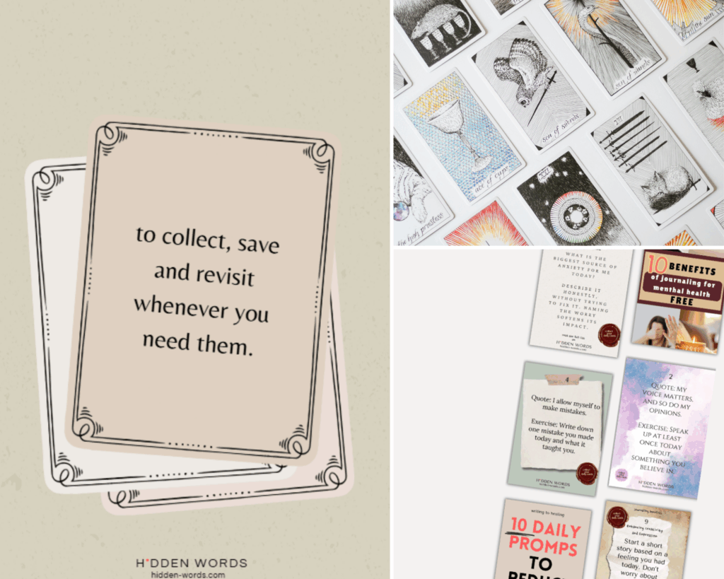 Daily affirmation cards and mindful reminders, gentle encouragement