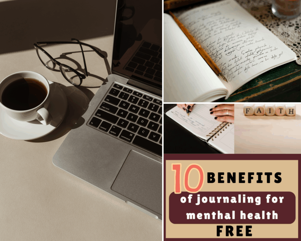 Journaling prompts and notebooks on desk, creative writing inspiration