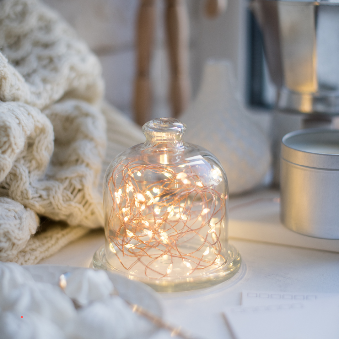 Soft, warm lights creating a calm and reflective writing atmosphere.