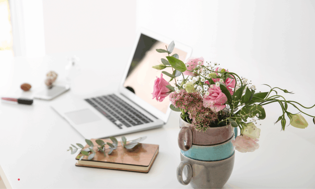 soul healing journal prompts writing space with laptop and notebook